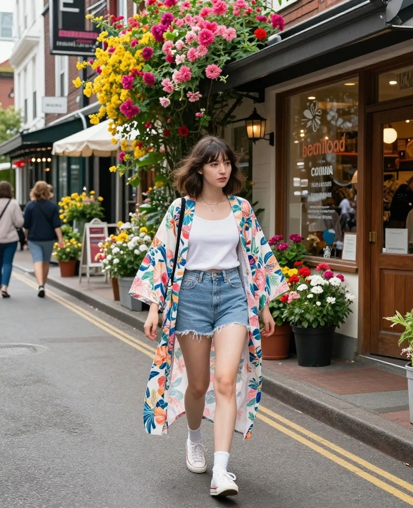 21 Casual Outfit Ideas for Portland in May (Perfect for Exploring the City!) 57 what to wear in Portland in May 21 Casual Outfit Ideas for Portland in May (Perfect for Exploring the City!) - 15. Flowing Kimono 1