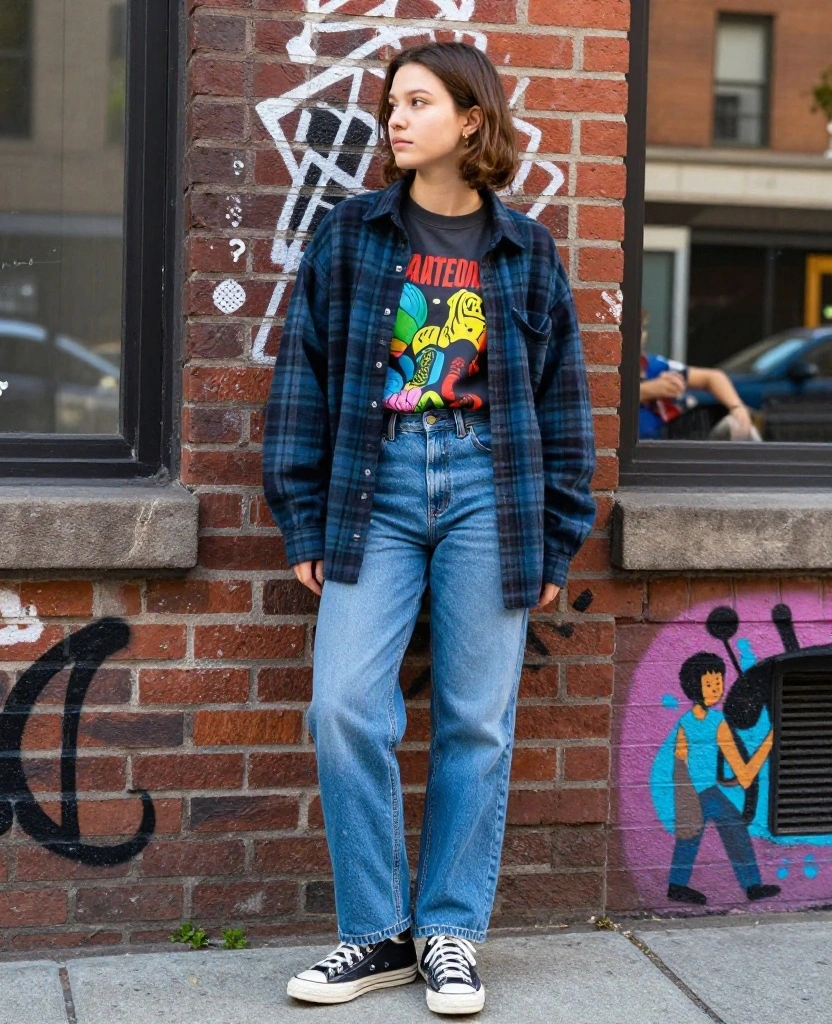 21 Casual Outfit Ideas for Portland in May (Perfect for Exploring the City!) 12 what to wear in Portland in May 21 Casual Outfit Ideas for Portland in May (Perfect for Exploring the City!) - 2. Layered Look with a Graphic Tee 1