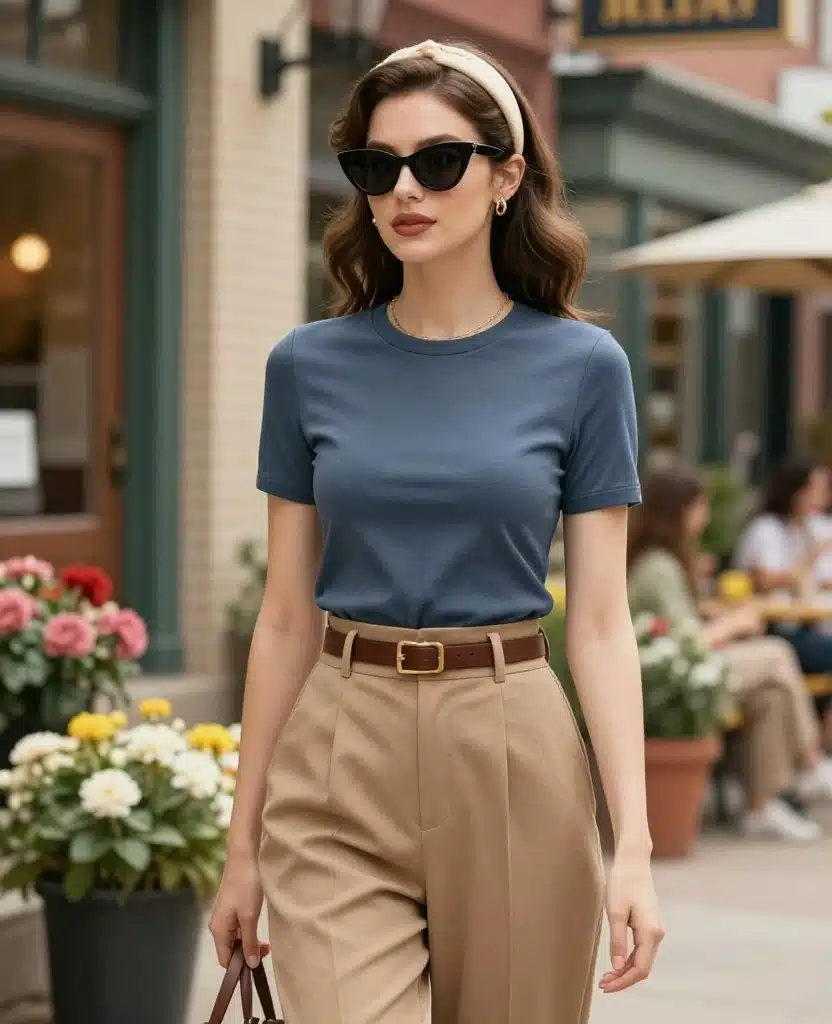 21 Stylish Outfits to Rock in Chicago This May (You'll Love #10!) 104 what to wear in Chicago in May 21 Stylish Outfits to Rock in Chicago This May (You'll Love #10!) - 16. Vintage Inspired Look with High-Waisted Trousers 1