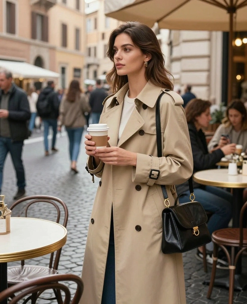 10 Must-Have Rome Outfits for May That'll Make You Look Like a Local! 3 What to wear in Rome in May 10 Must-Have Rome Outfits for May That'll Make You Look Like a Local! - 3. Classic Trench Coat 1