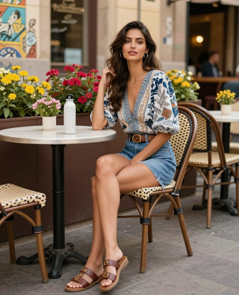 11 Stylish Looks for Exploring Spain in May (You Won't Believe #6!) 5 What to wear in Spain in May 11 Stylish Looks for Exploring Barcelona in May (You Won't Believe #6!) - 3. Denim Shorts and Breezy Tops 1