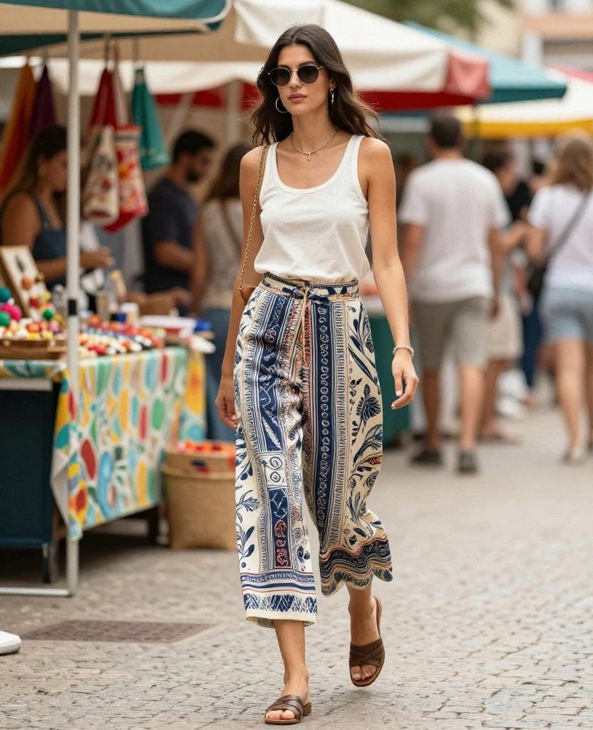 12 Casual Outfits for Nashville in June That Are Effortlessly Chic! 23 What to wear in Nashville in June 12 Casual Outfits for Nashville in June That Are Effortlessly Chic! - 10. Cropped Wide-Leg Pants & Tank Top 1