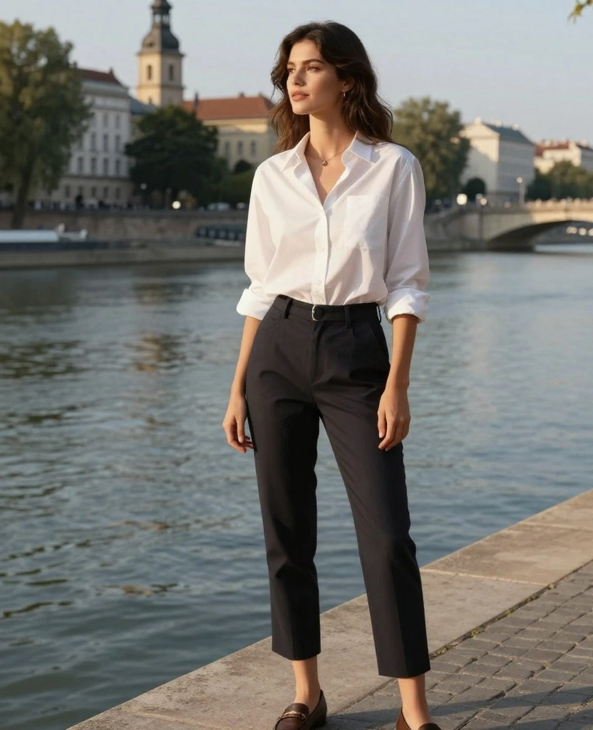 15 Must-Have Outfits for Exploring Budapest in May (Get Ready for #3!) 17 What to wear in Budapest in May 15 Must-Have Outfits for Exploring Budapest in May (Get Ready for #3!) - 14. Relaxed Fit Button-Up with Cropped Pants 1