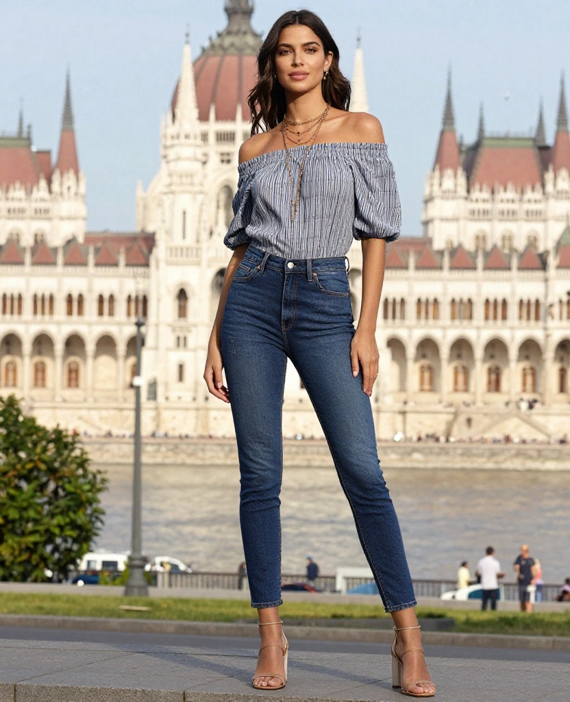 15 Must-Have Outfits for Exploring Budapest in May (Get Ready for #3!) 9 What to wear in Budapest in May 15 Must-Have Outfits for Exploring Budapest in May (Get Ready for #3!) - 6. Off-Shoulder Top with High-Waisted Jeans 1