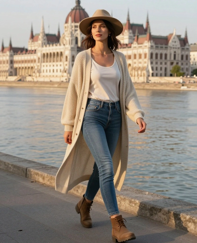 15 Must-Have Outfits for Exploring Budapest in May (Get Ready for #3!) 11 What to wear in Budapest in May 15 Must-Have Outfits for Exploring Budapest in May (Get Ready for #3!) - 8. Layered Maxi Cardigan with Basic Outfit 1