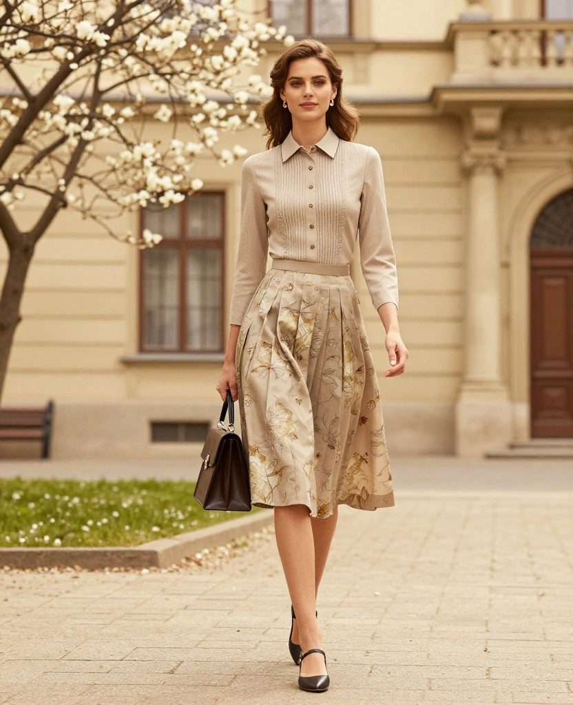 15 Must-Have Outfits for Exploring Budapest in May (Get Ready for #3!) 12 What to wear in Budapest in May 15 Must-Have Outfits for Exploring Budapest in May (Get Ready for #3!) - 9. Vintage-Inspired Skirt and Blouse 1
