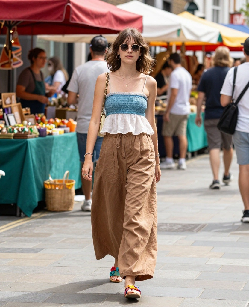 15 Perfect Outfits for Exploring London in June (Tip #3 Is a Game Changer!) 26 what to wear in London in June 15 Perfect Outfits for Exploring London in June (Tip #3 Is a Game Changer!) - 12. Layered Tank Top and Wide-Leg Pants 1