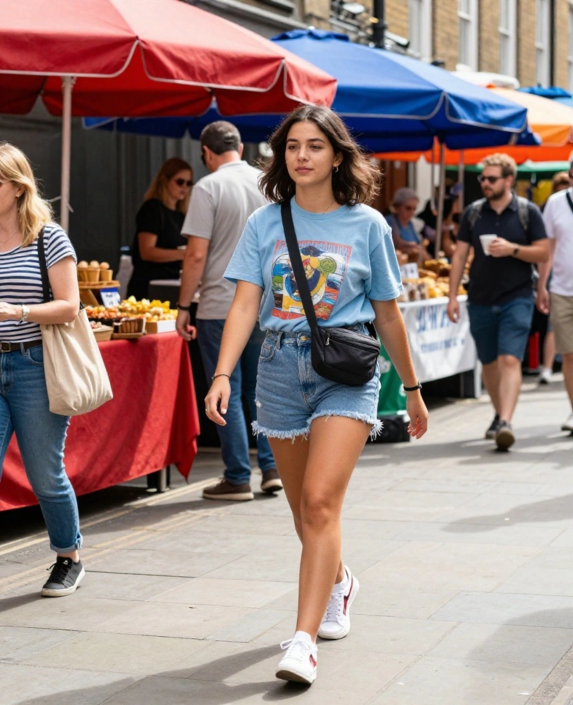15 Perfect Outfits for Exploring London in June (Tip #3 Is a Game Changer!) 3 what to wear in London in June 15 Perfect Outfits for Exploring London in June (Tip #3 Is a Game Changer!) - 2. Casual Denim Shorts & T-Shirt 1