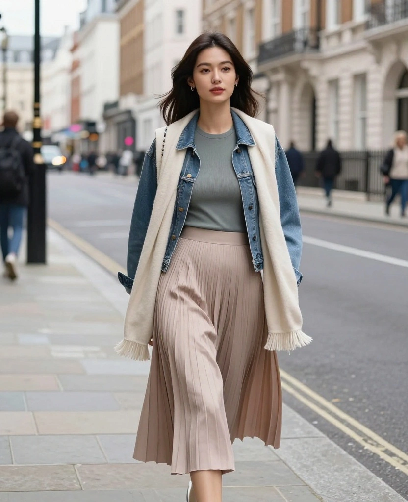 15 Perfect Outfits for Exploring London in June (Tip #3 Is a Game Changer!) 14 what to wear in London in June 15 Perfect Outfits for Exploring London in June (Tip #3 Is a Game Changer!) - 7. Layered Look with a Midi Skirt 1