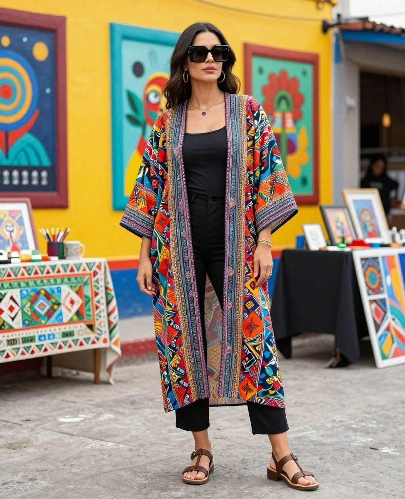 15 Trendy Mexico Travel Fashion Ideas for a Fabulous May! 52 What to Wear in Mexico in May 15 Trendy Mexico Travel Fashion Ideas for a Fabulous May! - 8. Vibrant Kimonos 1