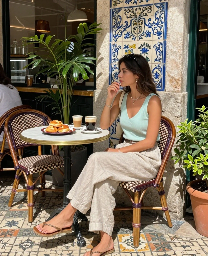 20 Irresistible Outfit Ideas for Your June Trip to Lisbon (Don’t Miss #5!) 3 what to wear in Lisbon in June 20 Irresistible Outfit Ideas for Your June Trip to Lisbon (Don’t Miss #5!) - 2. Linen Trousers and a Breezy Top 1