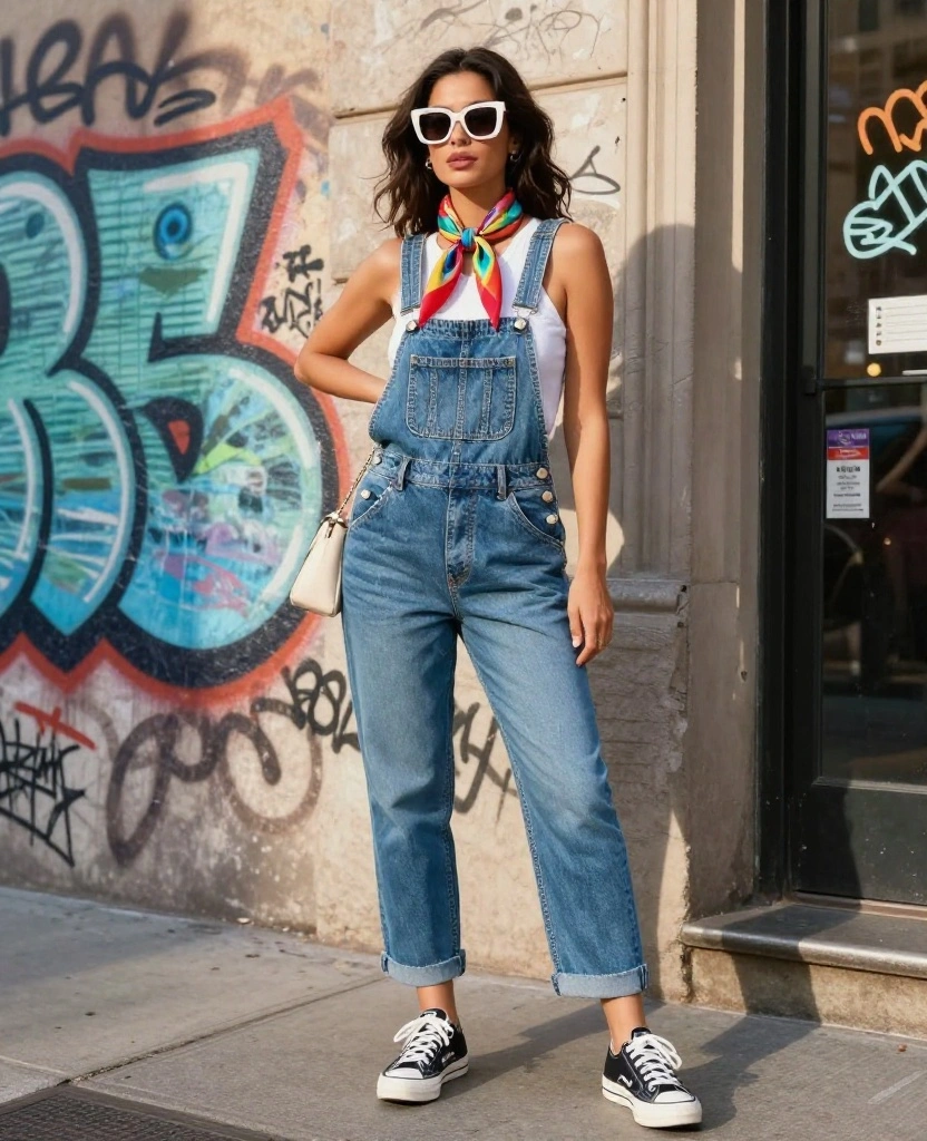 20 Street Style Looks for New York City in June (Get Inspired by #16!) 4 What to wear in New York City in June? 20 Street Style Looks for New York City in June (Get Inspired by #16!) - 3. Denim Overalls with a Twist 1