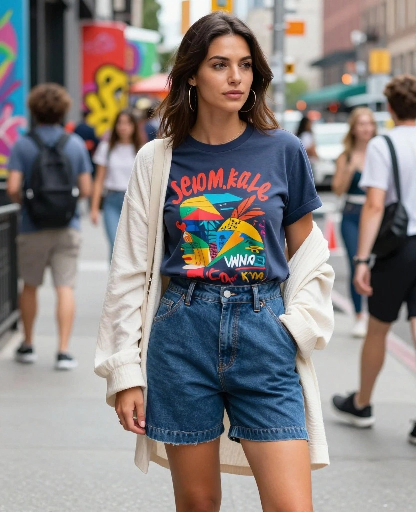 20 Street Style Looks for New York City in June (Get Inspired by #16!) 6 What to wear in New York City in June? 20 Street Style Looks for New York City in June (Get Inspired by #16!) - 5. Bold Print T-Shirts 1