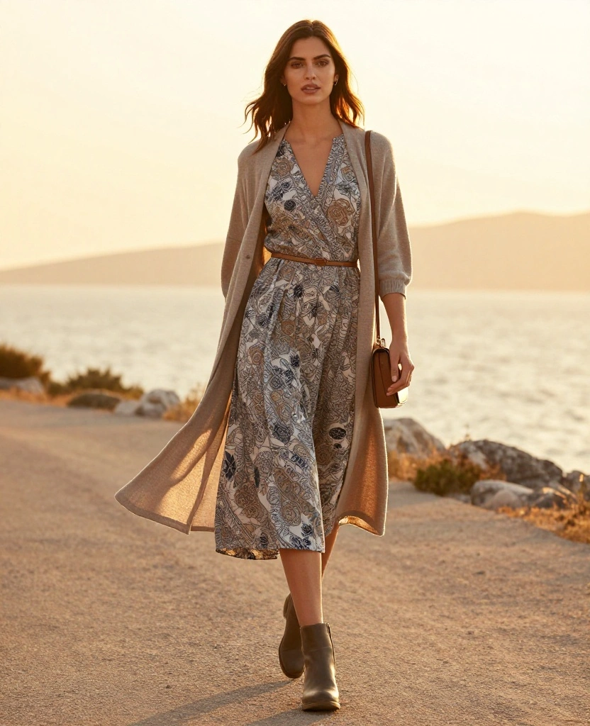 21 Gorgeous Outfit Ideas for Your Greek Getaway in May (Wait Until You See #5!) 14 What to wear in Greece in May 21 Gorgeous Outfit Ideas for Your Greek Getaway in May (Wait Until You See #5!) - 14. Lightweight Cardigan with Cute Dress 1