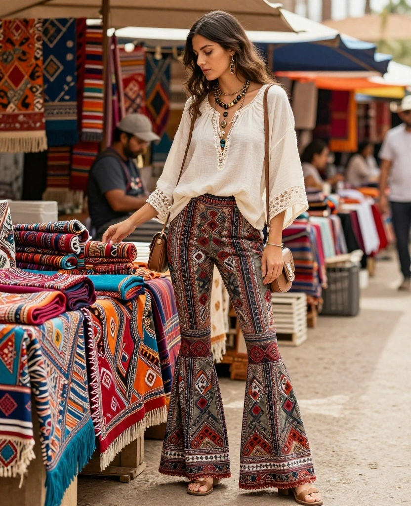 21 Gorgeous Outfit Ideas for Your Greek Getaway in May (Wait Until You See #5!) 6 What to wear in Greece in May 21 Gorgeous Outfit Ideas for Your Greek Getaway in May (Wait Until You See #5!) - 6. Bohemian Chic Look with Flared Pants 1