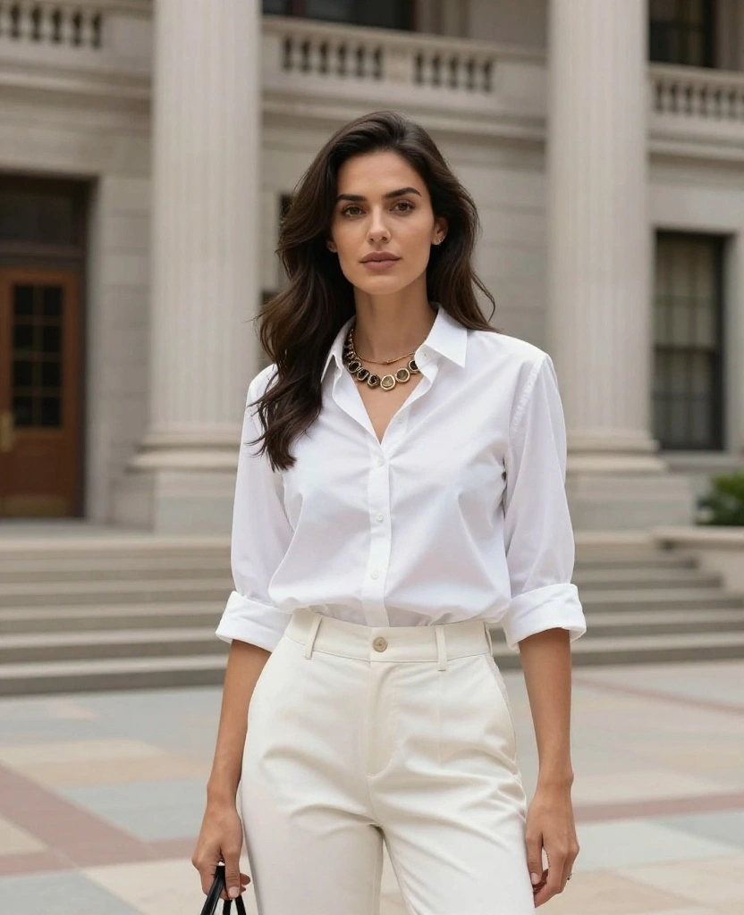 25 Travel-Ready Outfits for Boston in May (Pack Light, Look Fabulous!) 43 what to wear in Boston in May 25 Travel-Ready Outfits for Boston in May (Pack Light, Look Fabulous!) - 7. Classic White Shirt and Chinos 1