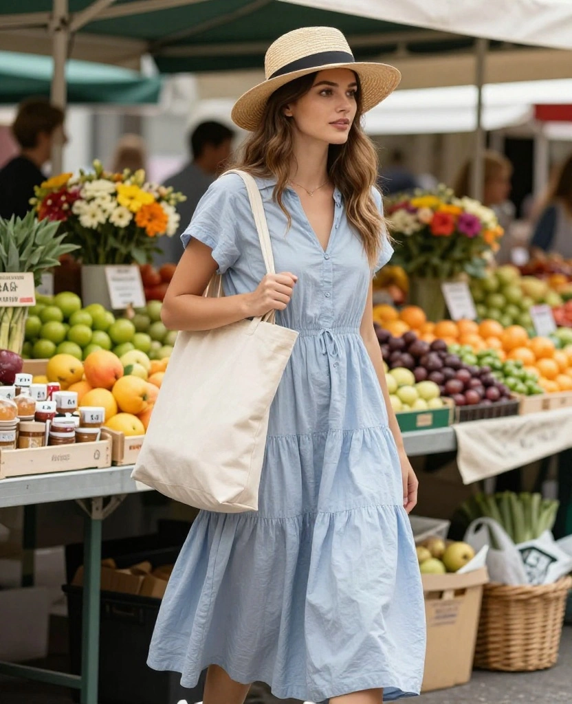 What to Wear in Switzerland in May? 12 Chic Looks for Every Adventure! 14 what to wear in Switzerland in May What to Wear in Switzerland This May: 12 Chic Looks for Every Adventure! - 7. Market Day: Comfortable Maxi Dress 1