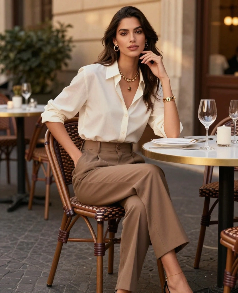 12 Stunning Rome Outfit Ideas for Your June Adventure (You’ll Love #3!) 52 what to wear in Rome in June 12 Stunning Rome Outfit Ideas for Your June Adventure (You’ll Love #3!) - 8. Stylish Trousers and a Lightweight Blouse 1