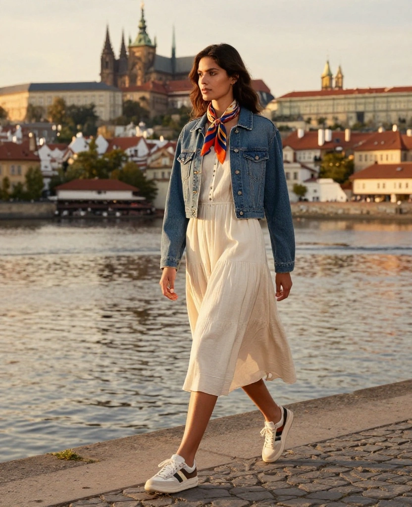 12 Trendy Summer Outfits for Your Prague Adventure in June 8 What to wear in Prague in June 12 Trendy Summer Outfits for Your Prague Adventure in June - 2. Chic Layering for Cool Evenings 1