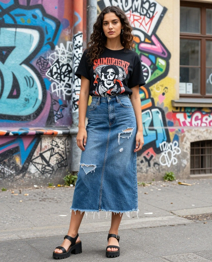 18 Trendy Berlin Summer Outfits That Will Turn Heads (Especially #12!) 41 What to wear in Berlin in June 18 Trendy Berlin Summer Outfits That Will Turn Heads (Especially #12!) - 7. Edgy Denim Skirts 1