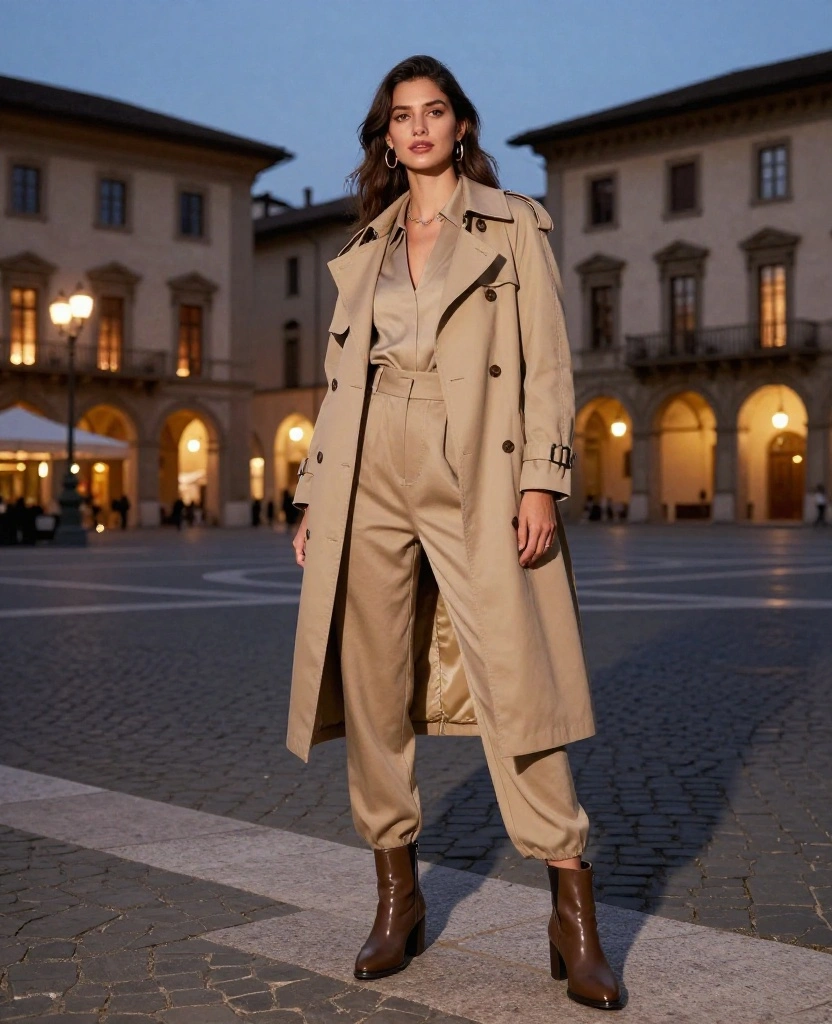 19 Instagram-Worthy Outfit Ideas for Your Italy Trip This June (Photo #8 Will Blow Your Mind!) 80 What to wear in Italy in June 19 Instagram-Worthy Outfit Ideas for Your Italy Trip This June (Photo #8 Will Blow Your Mind!) - 12. Lightweight Trench Coat and Casual Jumpsuit: Layered Chic 1