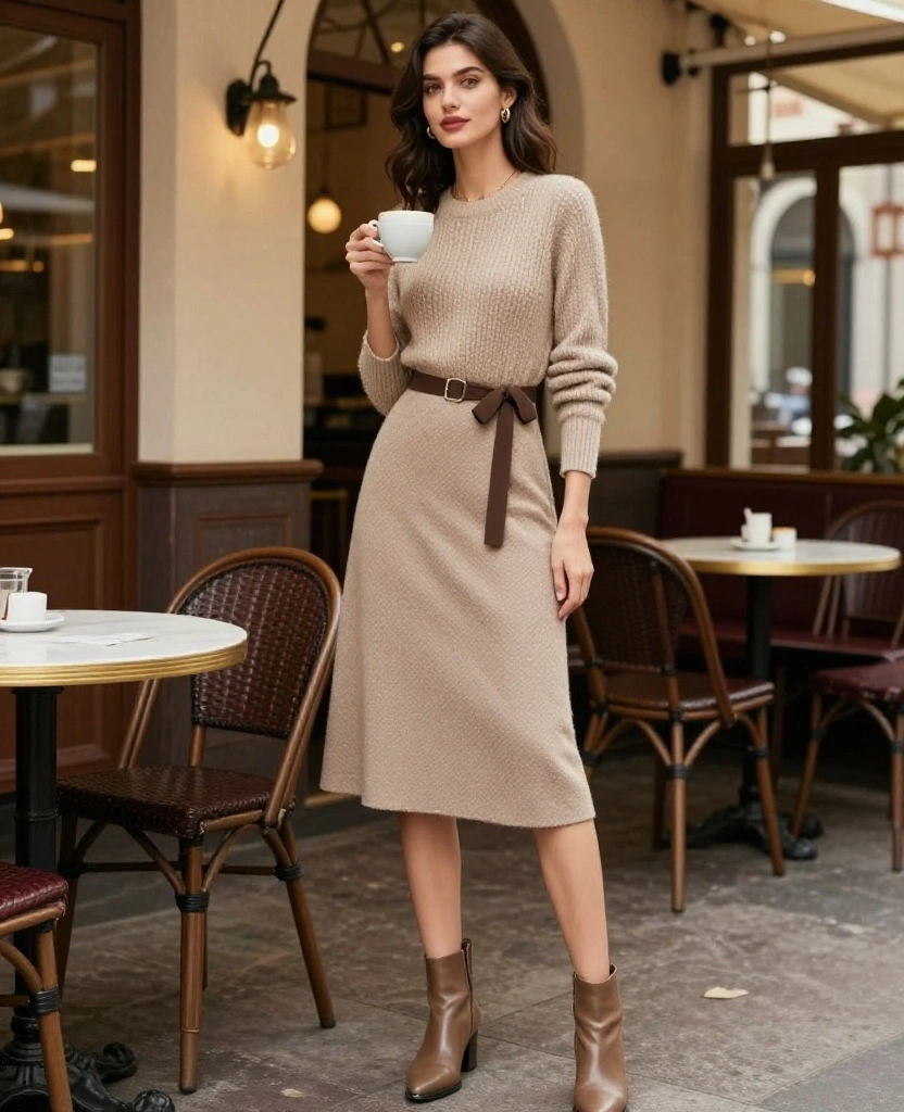 19 Instagram-Worthy Outfit Ideas for Your Italy Trip This June (Photo #8 Will Blow Your Mind!) 94 What to wear in Italy in June 19 Instagram-Worthy Outfit Ideas for Your Italy Trip This June (Photo #8 Will Blow Your Mind!) - 14. Light Sweaters and Midi Dresses: Cozy Chic 1
