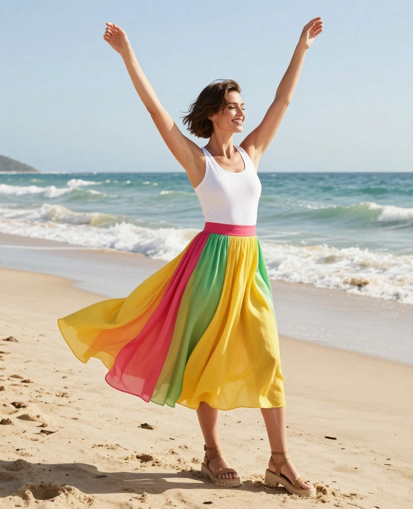 20 California June Outfits That'll Make You the Star of Every Beach Party! 87 What to wear in California in June 20 California June Outfits That'll Make You the Star of Every Beach Party! - 13. Flowy Skirts for Comfortable Elegance 1