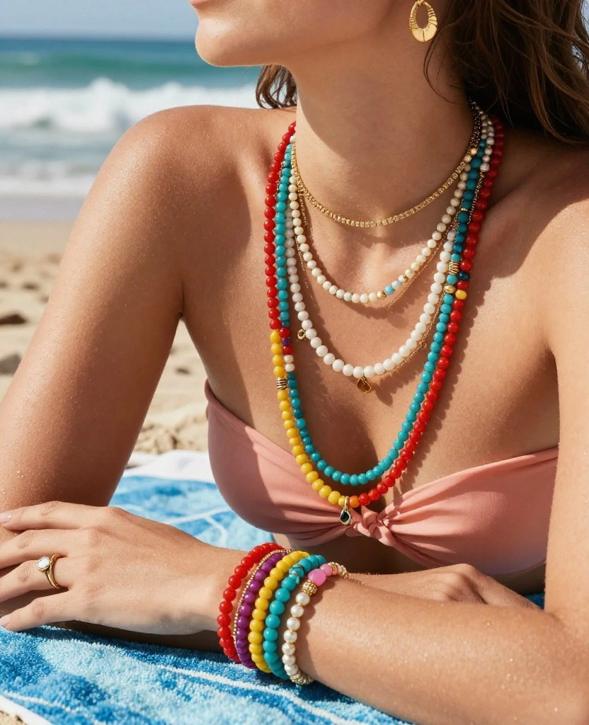 20 California June Outfits That'll Make You the Star of Every Beach Party! 131 What to wear in California in June 20 California June Outfits That'll Make You the Star of Every Beach Party! - 19. Layered Jewelry for Extra Sparkle 1