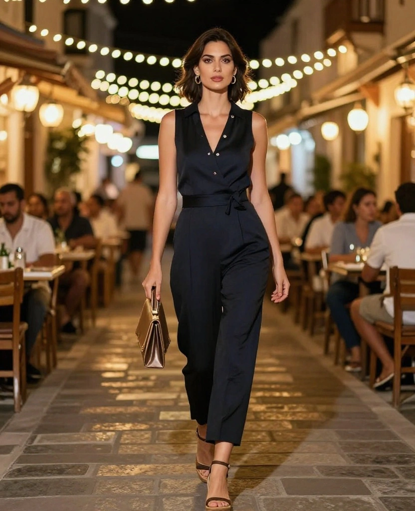 20 Greece Outfit Ideas for June That Will Turn Heads (Especially #10!) 43 What to wear in Greece in June 20 Greece Outfit Ideas for June That Will Turn Heads (Especially #10!) - 7. Stylish Jumpsuits for a Glamorous Edge 1