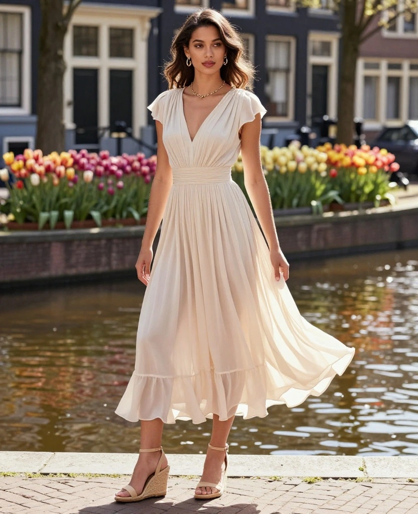 21 Instagram-Ready Outfits to Wear in Amsterdam This June (Get Ready for Double-Taps!) 101 What to wear in Amsterdam in June 21 Instagram-Ready Outfits to Wear in Amsterdam This June (Get Ready for Double-Taps!) - 15. Elegant Maxi Dress 1