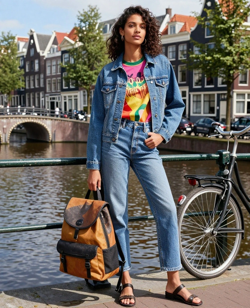 21 Instagram-Ready Outfits to Wear in Amsterdam This June (Get Ready for Double-Taps!) 8 What to wear in Amsterdam in June 21 Instagram-Ready Outfits to Wear in Amsterdam This June (Get Ready for Double-Taps!) - 2. The Classic Jean Jacket Combo 1