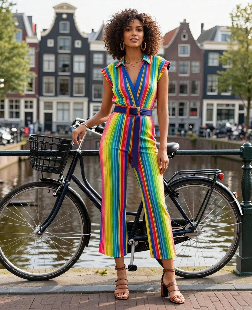 21 Instagram-Ready Outfits to Wear in Amsterdam This June (Get Ready for Double-Taps!) 22 What to wear in Amsterdam in June 21 Instagram-Ready Outfits to Wear in Amsterdam This June (Get Ready for Double-Taps!) - 4. Trendy Jumpsuit with a Belt 1