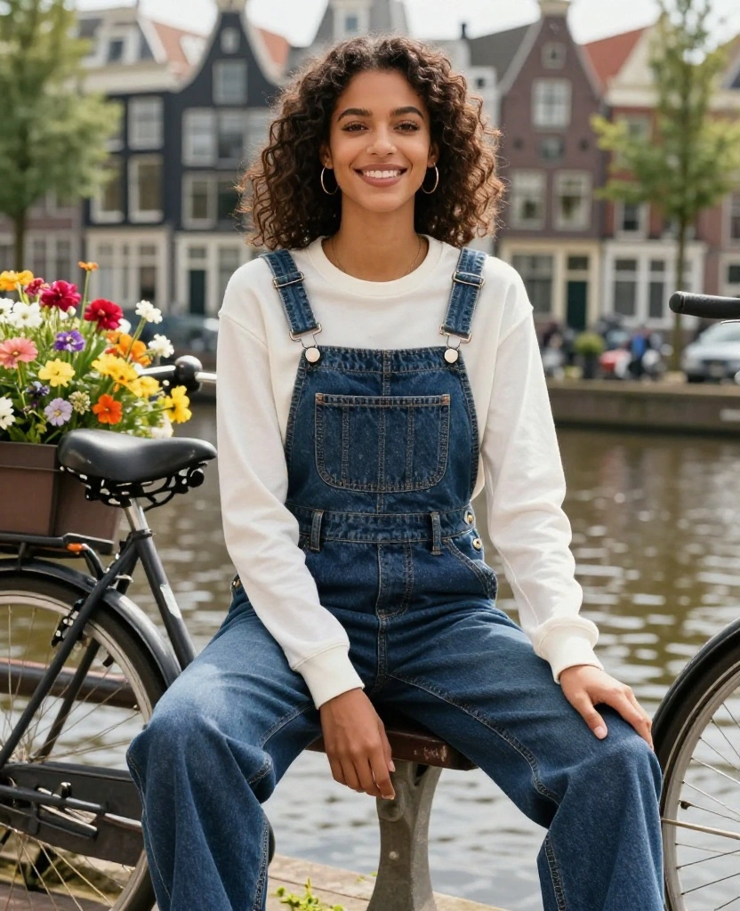 21 Instagram-Ready Outfits to Wear in Amsterdam This June (Get Ready for Double-Taps!) 43 What to wear in Amsterdam in June 21 Instagram-Ready Outfits to Wear in Amsterdam This June (Get Ready for Double-Taps!) - 7. Layered Look with Overalls 1