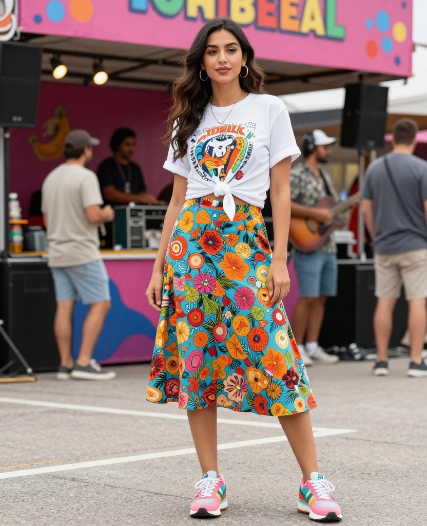 10 Chic Outfits for Chicago in August That Will Turn Heads (You Won't Believe #5!) 22 What to Wear in Chicago in August 10 Chic Outfits for Chicago in August That Will Turn Heads (You Won't Believe #5!) - 4. Playful Skirt and Graphic Tee Combo 1