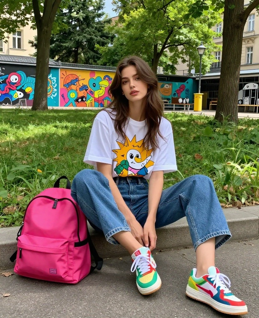 10 Must-Have Outfits for Berlin in August That Will Turn Heads! 15 What to Wear in Berlin in August 10 Must-Have Outfits for Berlin in August That Will Turn Heads! - 3. Statement T-Shirts and High-Waisted Shorts 1