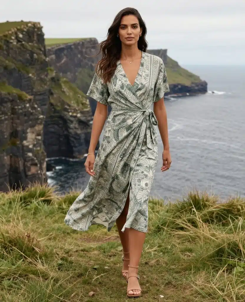 10 Stylish Scotland Outfits for August That Will Turn Heads! 58 What to Wear in Scotland in August 10 Stylish Scotland Outfits for August That Will Turn Heads! - 10. Wrap Dress for Versatility 1