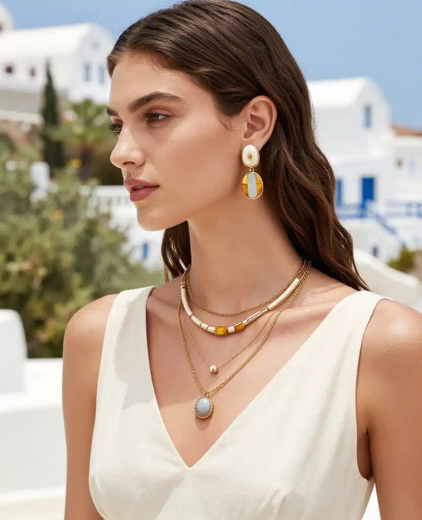 10 Trendy Greece Fashion Tips for August That Will Turn Heads! 52 What to Wear in Greece in August 10 Trendy Greece Fashion Tips for August That Will Turn Heads! - 8. Accessorizing with Statement Jewelry 1