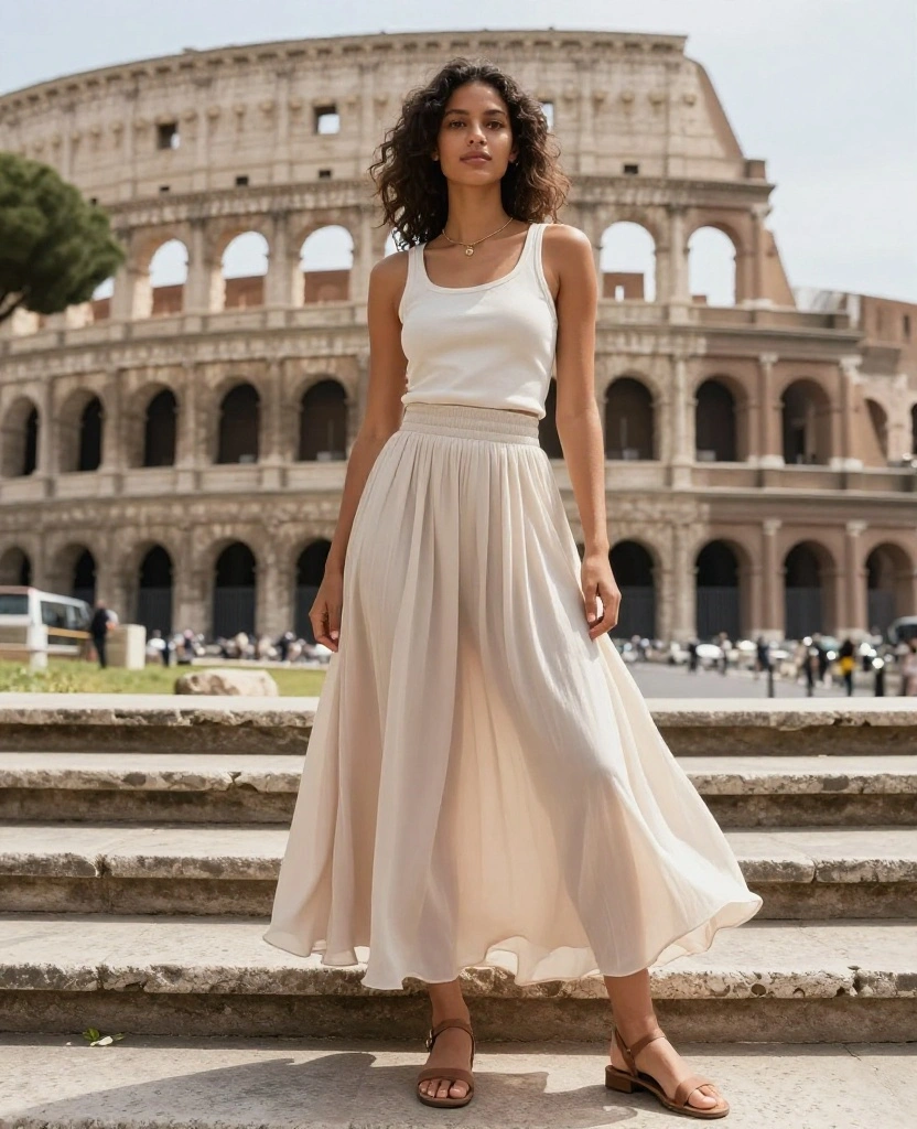 12 Perfect Clothing Choices for Rome in August (You Won't Believe #4!) 34 What to Wear in Rome in August 12 Perfect Clothing Choices for Rome in August (You Won't Believe #4!) - 6. Maxi Skirts: Effortless Elegance 1