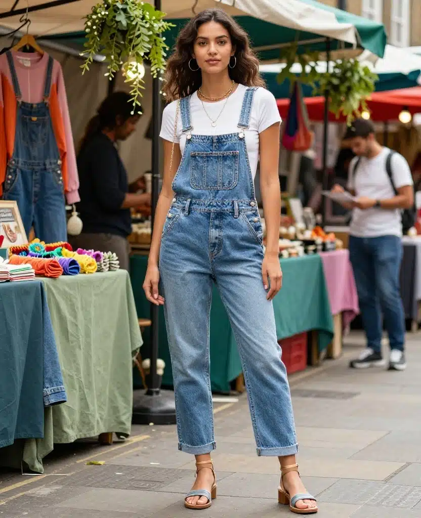 16 Casual Yet Chic Outfits for London in August (You’ll Be Surprised by #10!) 15 What to wear in London in August 16 Casual Yet Chic Outfits for London in August (You’ll Be Surprised by #10!) - 3. Casual Denim Overalls 1