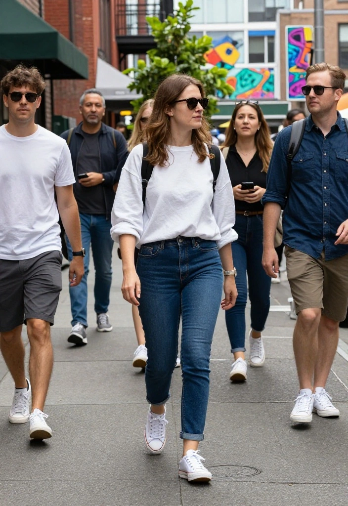 16 Effortless Seattle Casual Outfits for August That Will Turn Heads! 47 What to Wear in Seattle in August 16 Effortless Seattle Casual Outfits for August That Will Turn Heads! - 13. Classic White Sneakers 1