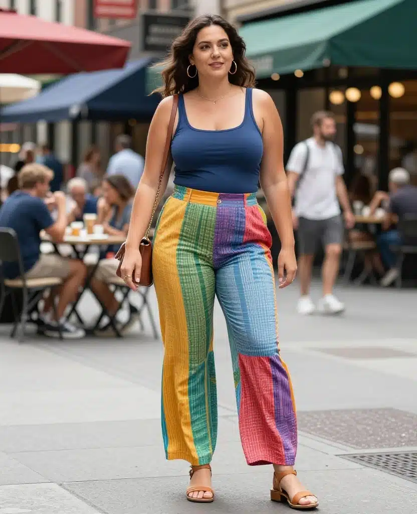 18 Chic Summer Outfits for NYC in August That Will Keep You Cool! 80 What to Wear in New York City in August 18 Chic Summer Outfits for NYC in August That Will Keep You Cool! - 12. Colorful Palazzo Pants 1