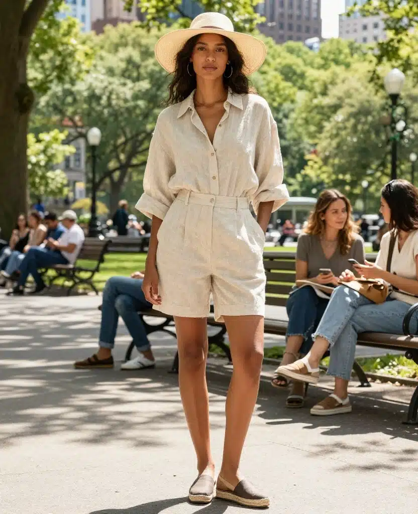 18 Chic Summer Outfits for NYC in August That Will Keep You Cool! 15 What to Wear in New York City in August 18 Chic Summer Outfits for NYC in August That Will Keep You Cool! - 3. Light Linen Sets 1