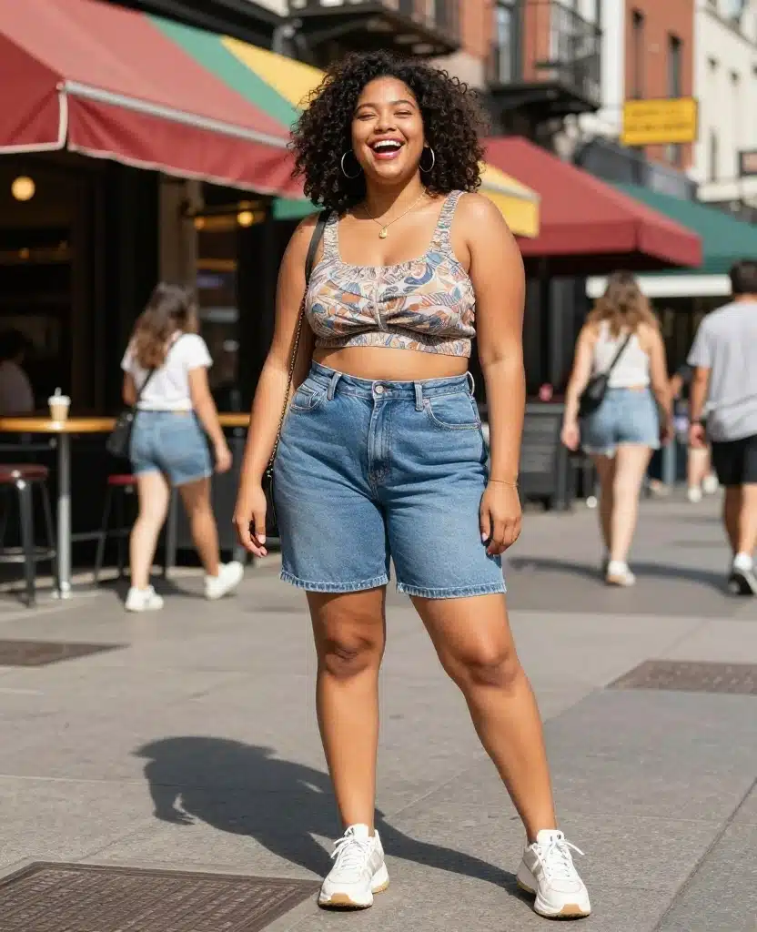 18 Chic Summer Outfits for NYC in August That Will Keep You Cool! 22 What to Wear in New York City in August 18 Chic Summer Outfits for NYC in August That Will Keep You Cool! - 4. Trendy Cropped Tops and High-Waisted Shorts 1