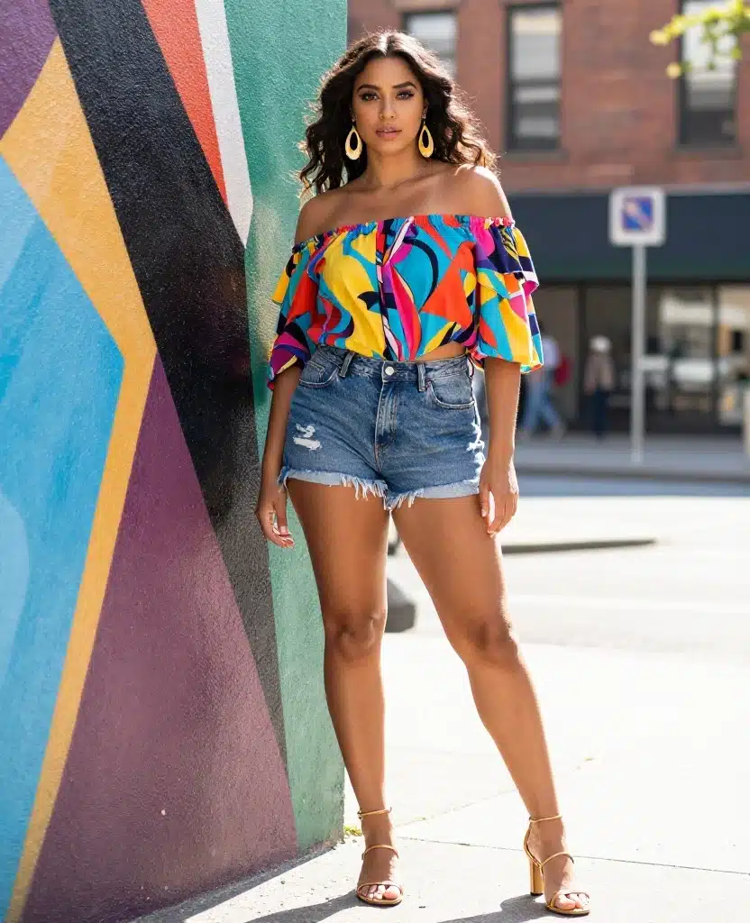 18 Chic Summer Outfits for NYC in August That Will Keep You Cool! 36 What to Wear in New York City in August 18 Chic Summer Outfits for NYC in August That Will Keep You Cool! - 6. Chic Off-the-Shoulder Tops 1