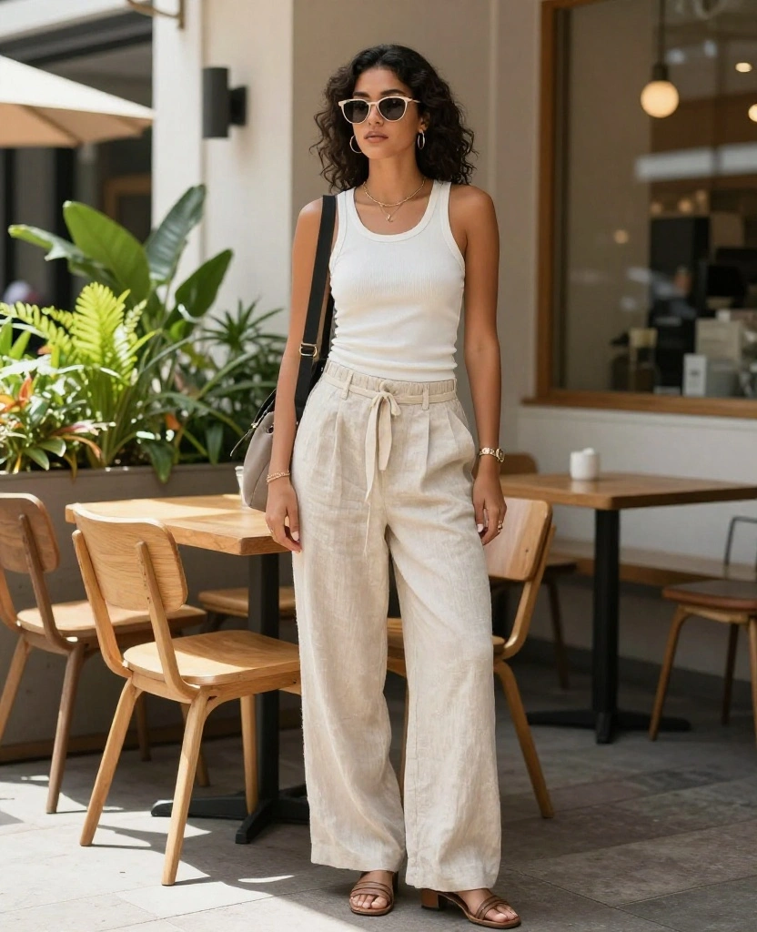 Traveling to Portland in August? 11 Outfit Ideas to Keep You Cool and Stylish! 8 What to Wear in Portland in August Traveling to Portland in August? 11 Outfit Ideas to Keep You Cool and Stylish! - 2. Chic Linen Pants for Relaxed Vibes 1