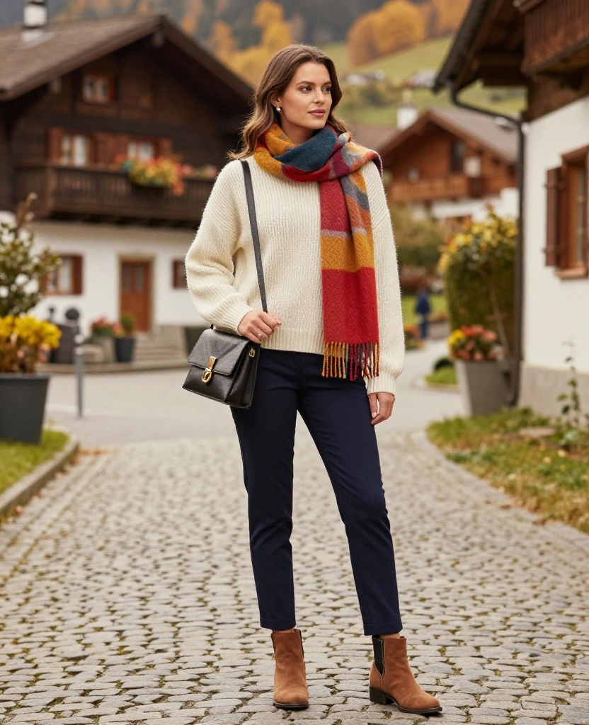 10 Stylish Outfits You Need to Pack for Switzerland in September! 1 What to Wear in Switzerland in September 10 Stylish Outfits You Need to Pack for Switzerland in September! - 1. Cozy Knit Sweater and Tailored Trousers 1