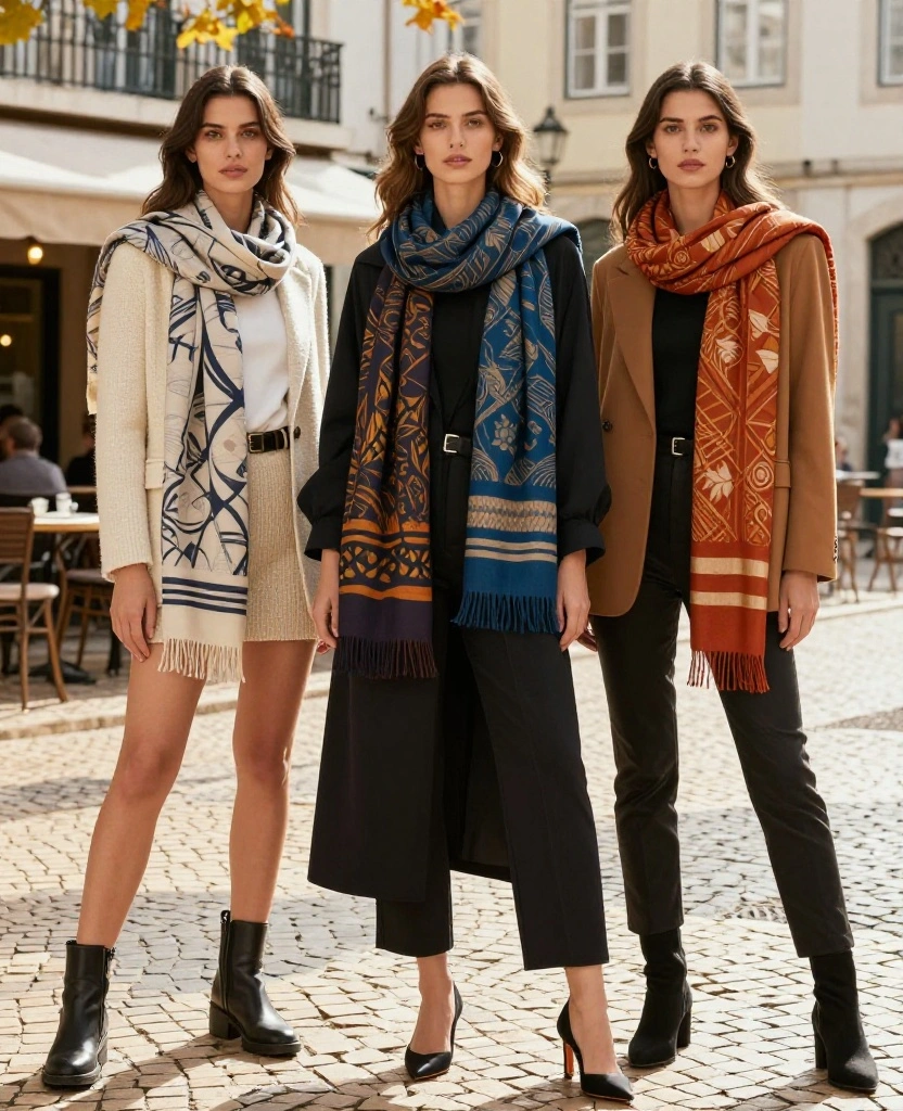 11 Fashion Tips for Stunning Autumn Outfits in Lisbon This October! 13 What to Wear in Lisbon in October 11 Fashion Tips for Stunning Autumn Outfits in Lisbon This October! - 3. Statement Scarves 1