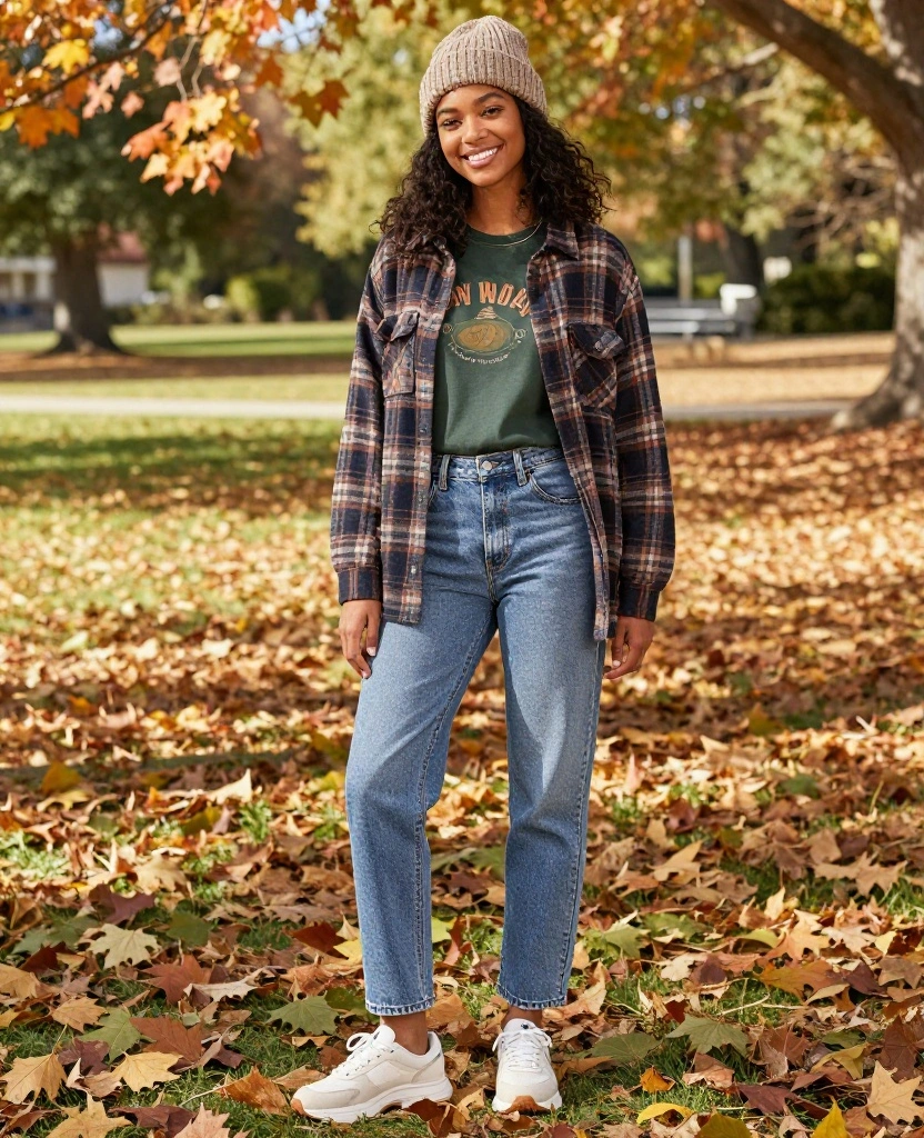12 Casual California Fall Outfits That Are Perfect for November Adventures! 1 What to Wear in California in November 12 Casual California Fall Outfits That Are Perfect for November Adventures! - 1. Layered Flannel Over a Graphic Tee 1