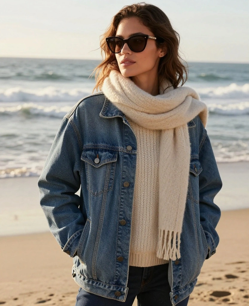 12 Casual California Fall Outfits That Are Perfect for November Adventures! 8 What to Wear in California in November 12 Casual California Fall Outfits That Are Perfect for November Adventures! - 2. Cozy Sweater with a Denim Jacket 1