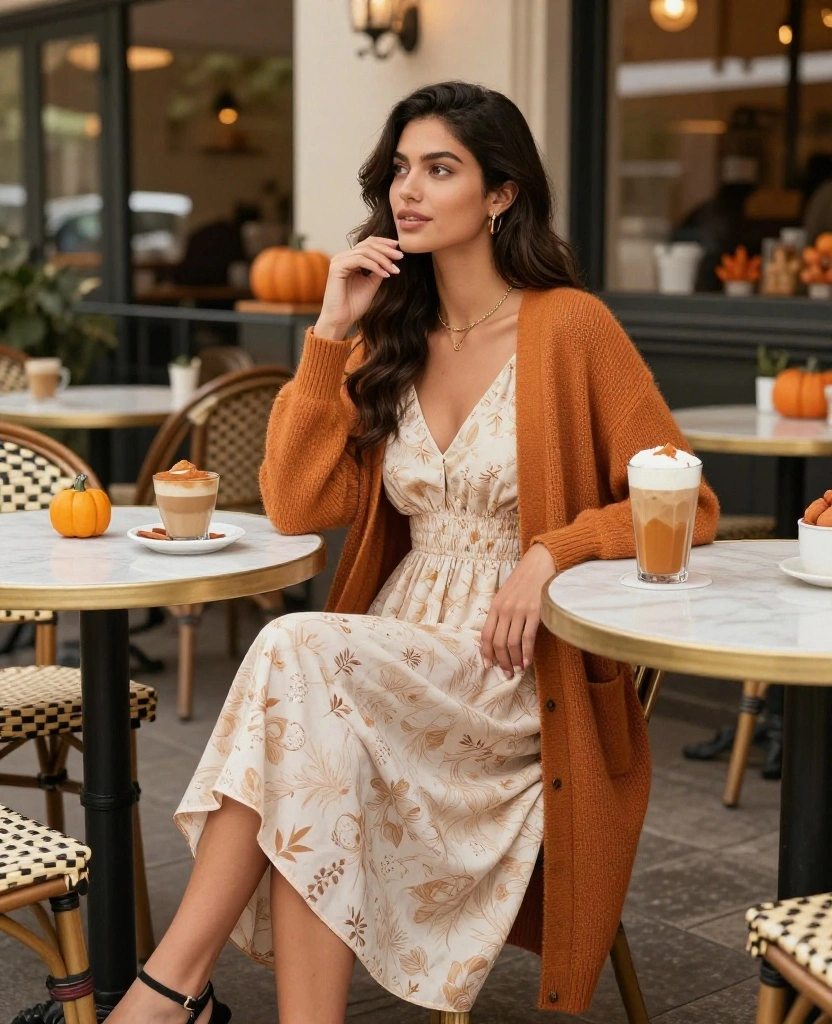 12 Casual California Fall Outfits That Are Perfect for November Adventures! 15 What to Wear in California in November 12 Casual California Fall Outfits That Are Perfect for November Adventures! - 3. Chic Midi Dress with a Cardigan 1